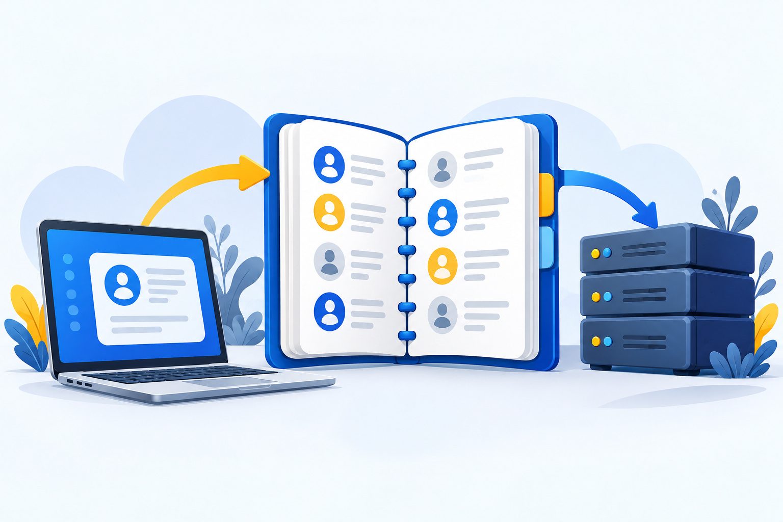 Illustration du DNS qui traduit un nom de domaine en adresse IP