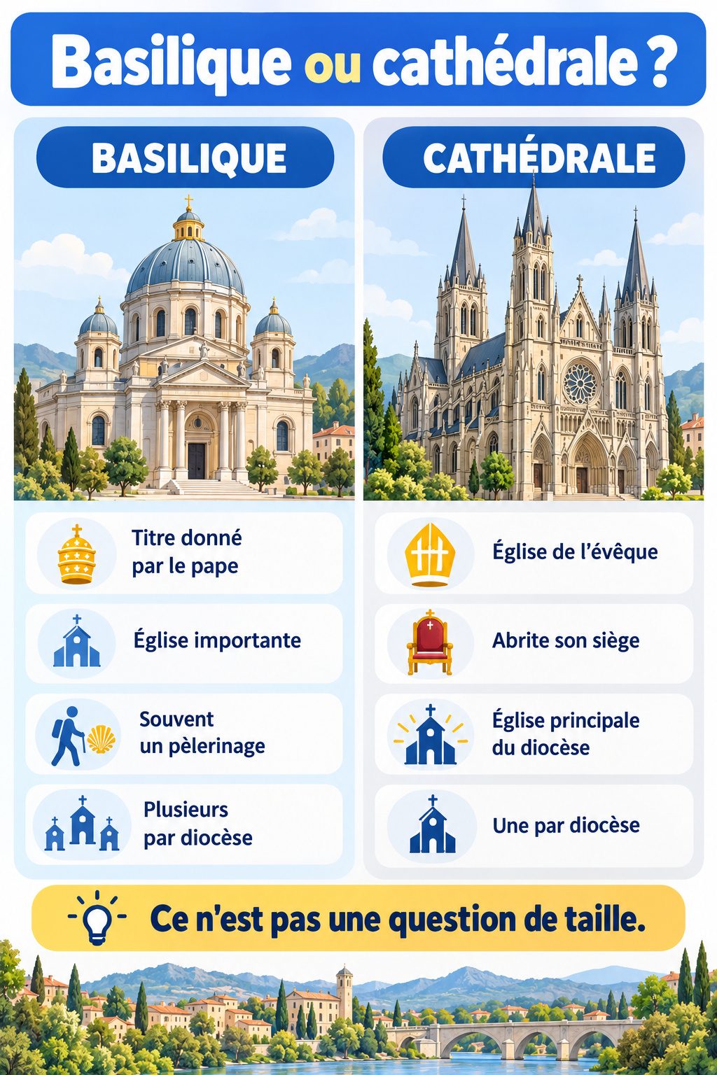 Différence entre basilique et cathédrale : infographie comparative