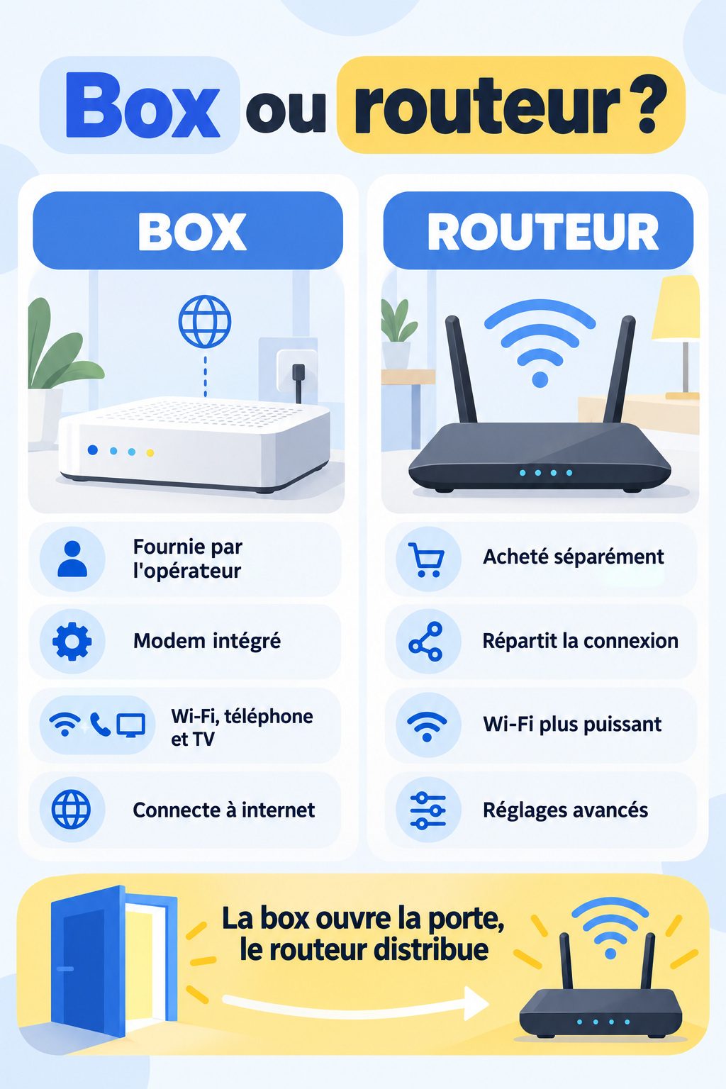 Différence entre box et routeur : infographie comparative