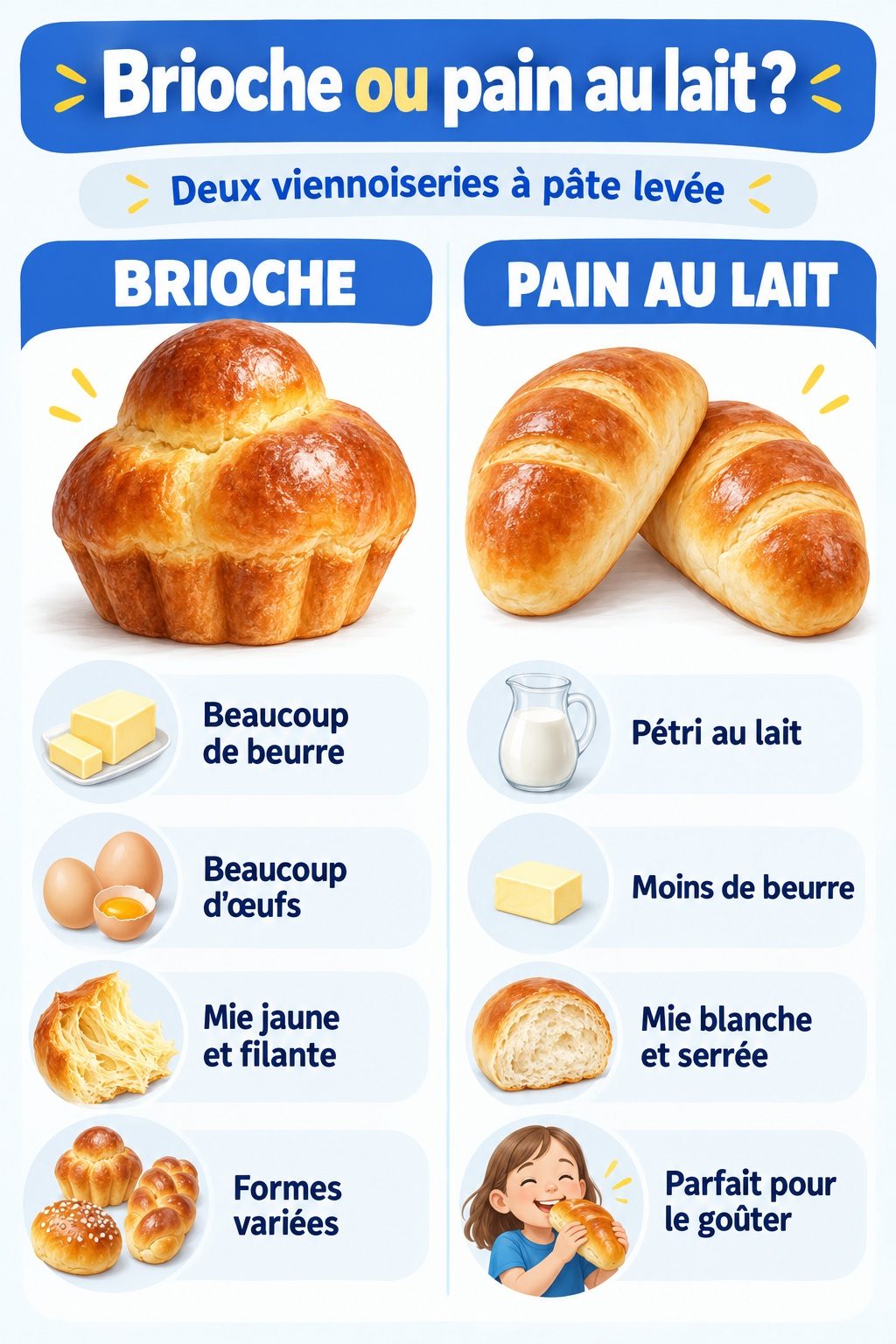 Différence entre brioche et pain au lait : infographie comparative