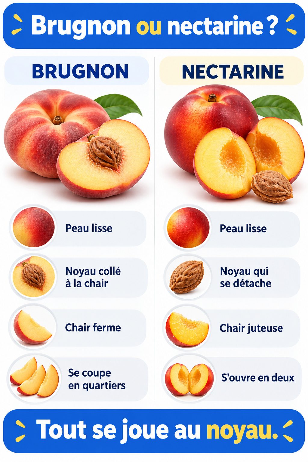 Différence entre brugnon et nectarine : infographie comparative
