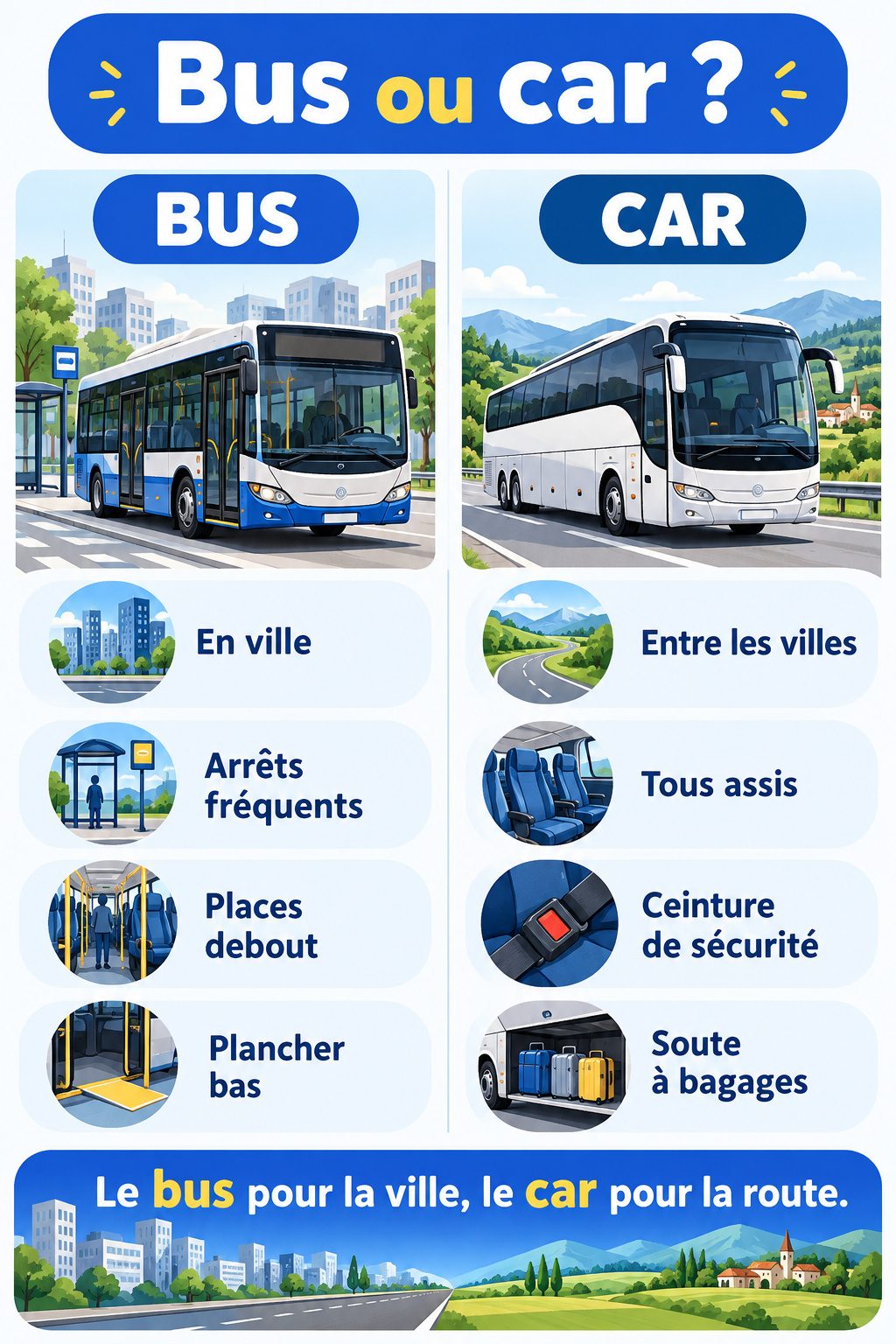 Différence entre bus et car : infographie comparative