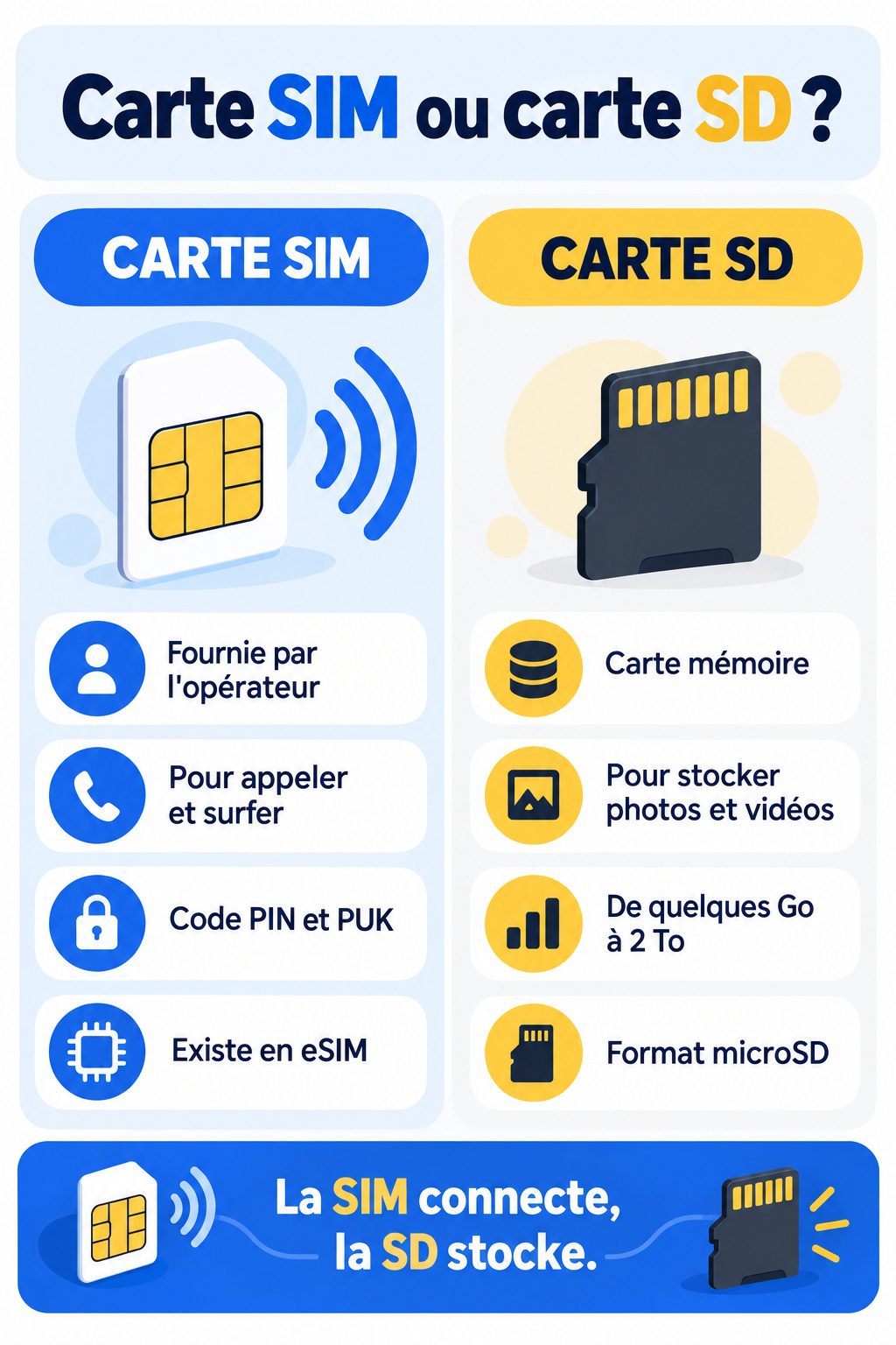 Différence entre carte SIM et carte SD : infographie comparative