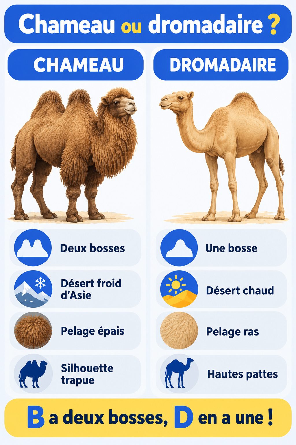 Différence entre chameau et dromadaire : infographie comparative