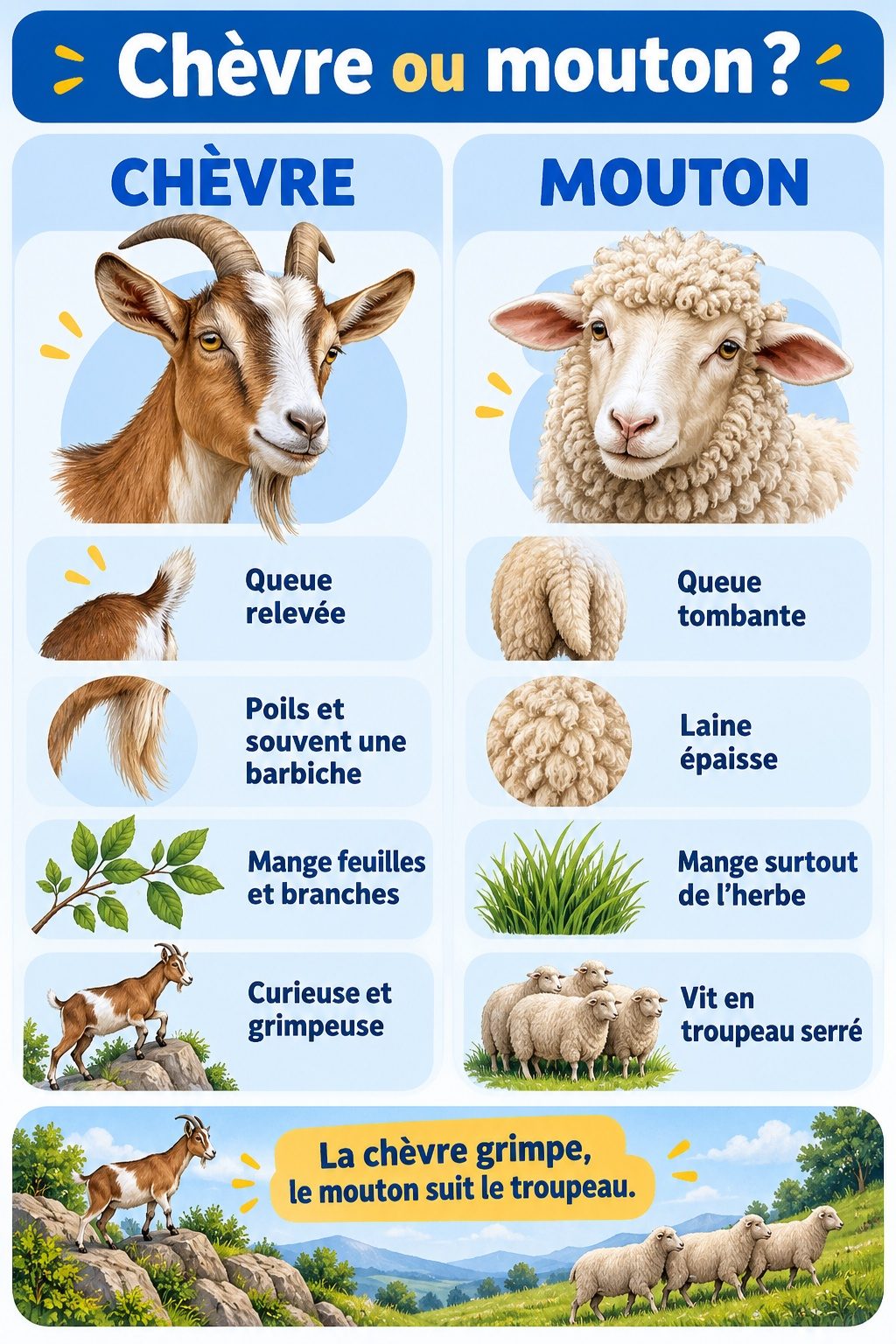Différence entre chèvre et mouton : infographie comparative