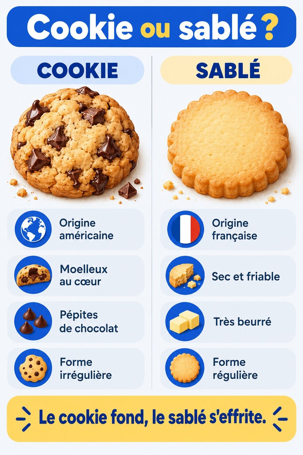 Différence entre cookie et sablé : infographie comparative