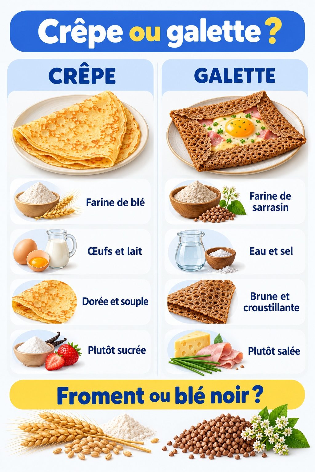 Différence entre crêpe et galette : infographie comparative