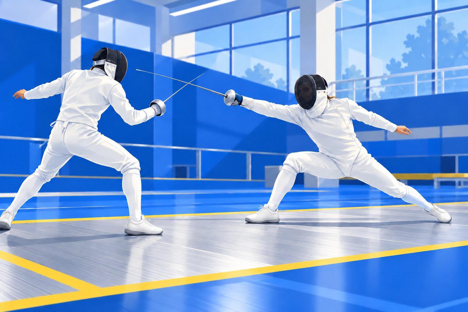 Deux escrimeurs en assaut à l'épée