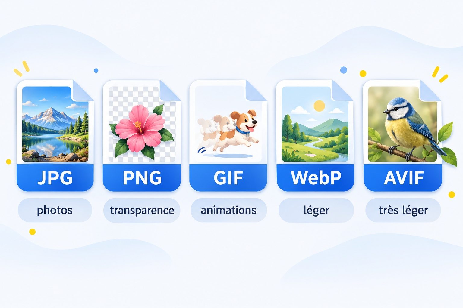 Les formats d'image JPG, PNG, GIF, WebP et AVIF et leur usage