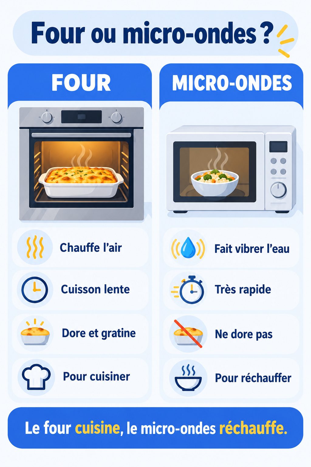 Différence entre four et micro-ondes : infographie comparative