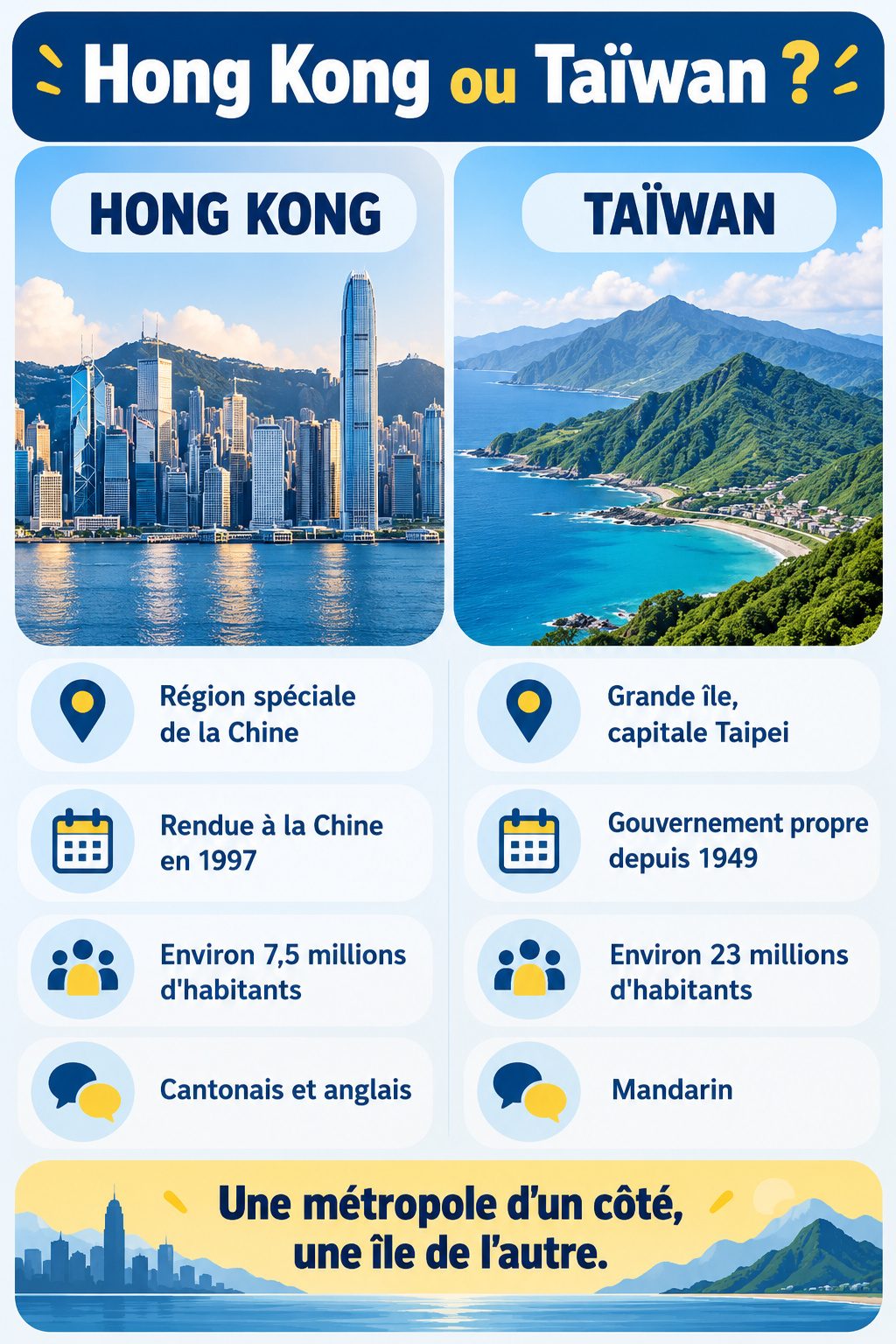 Différence entre Hong Kong et Taïwan : infographie comparative