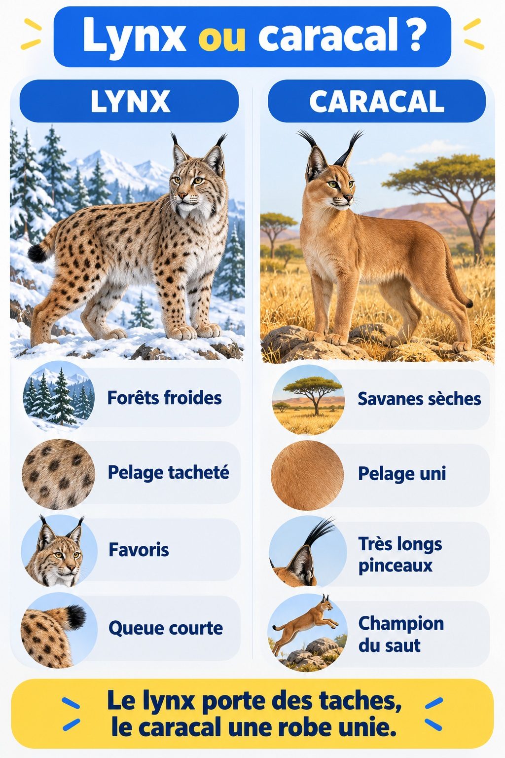 Différence entre lynx et caracal : infographie comparative