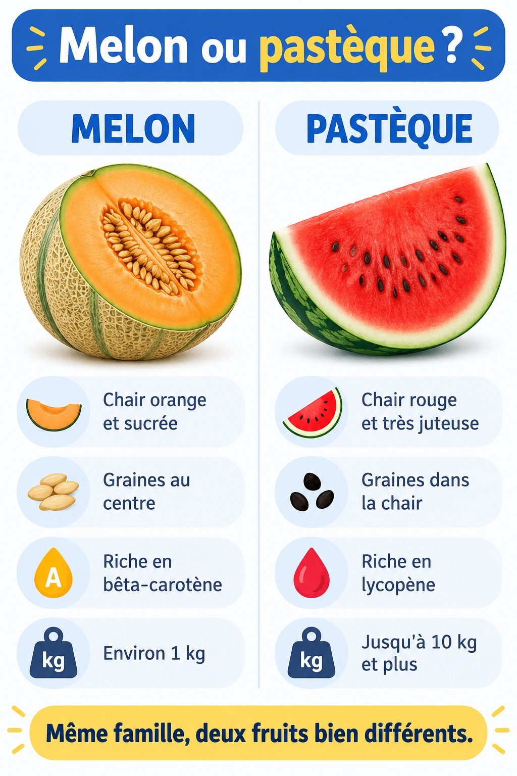 Différence entre melon et pastèque : infographie comparative
