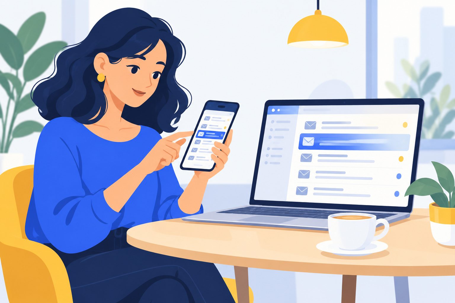 Une même boîte mail synchronisée sur un ordinateur, une tablette et un smartphone