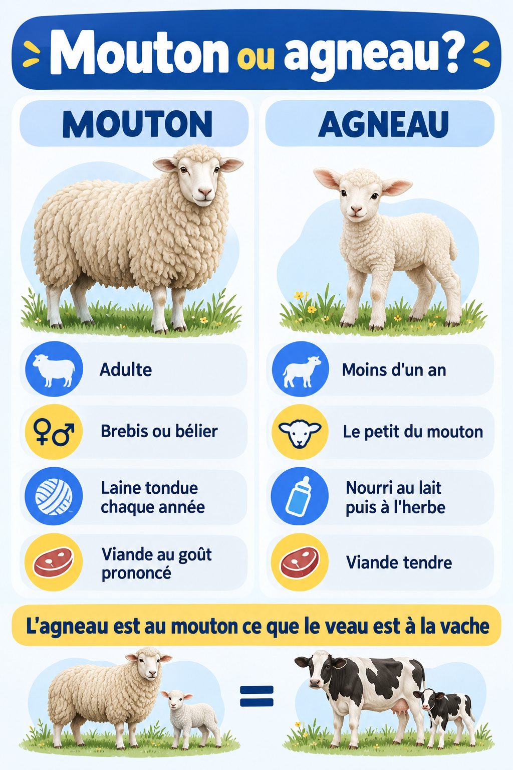 Différence entre mouton et agneau : infographie comparative