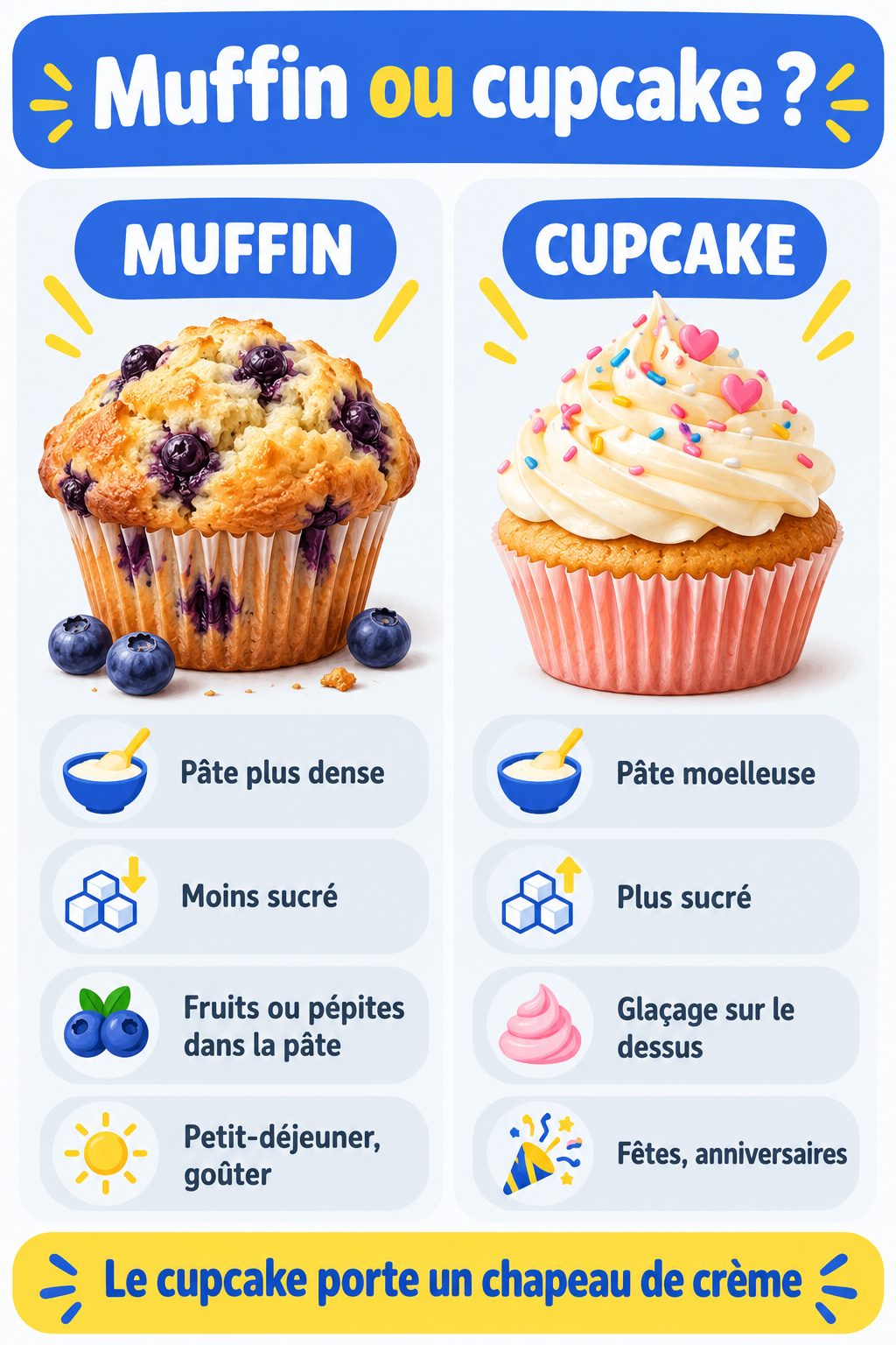 Différence entre muffin et cupcake : infographie comparative