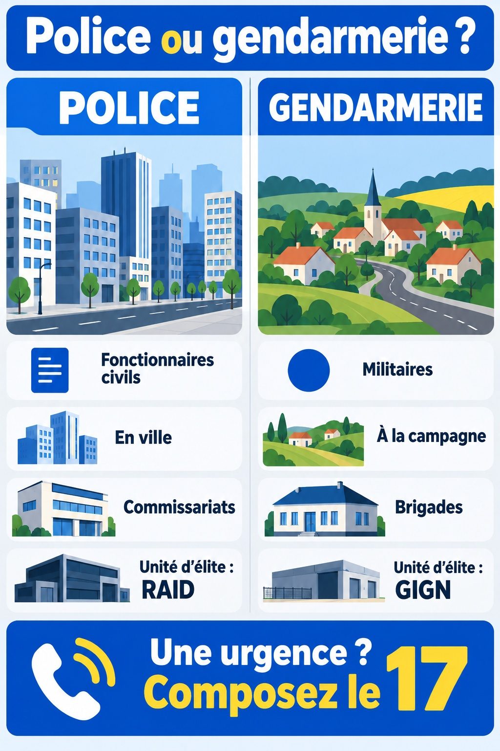 Différence entre police et gendarmerie : infographie comparative