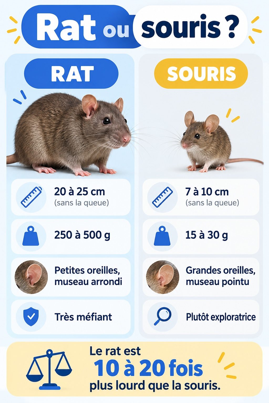 Différence entre rat et souris : infographie comparative