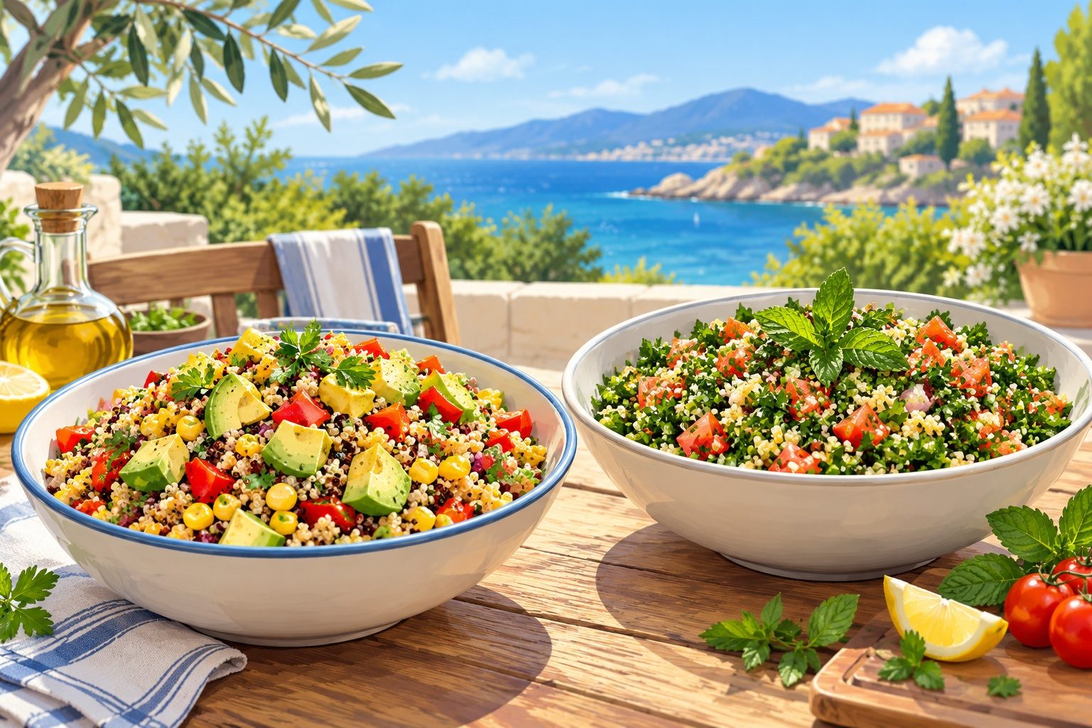 Salade de quinoa et taboulé libanais au boulgour
