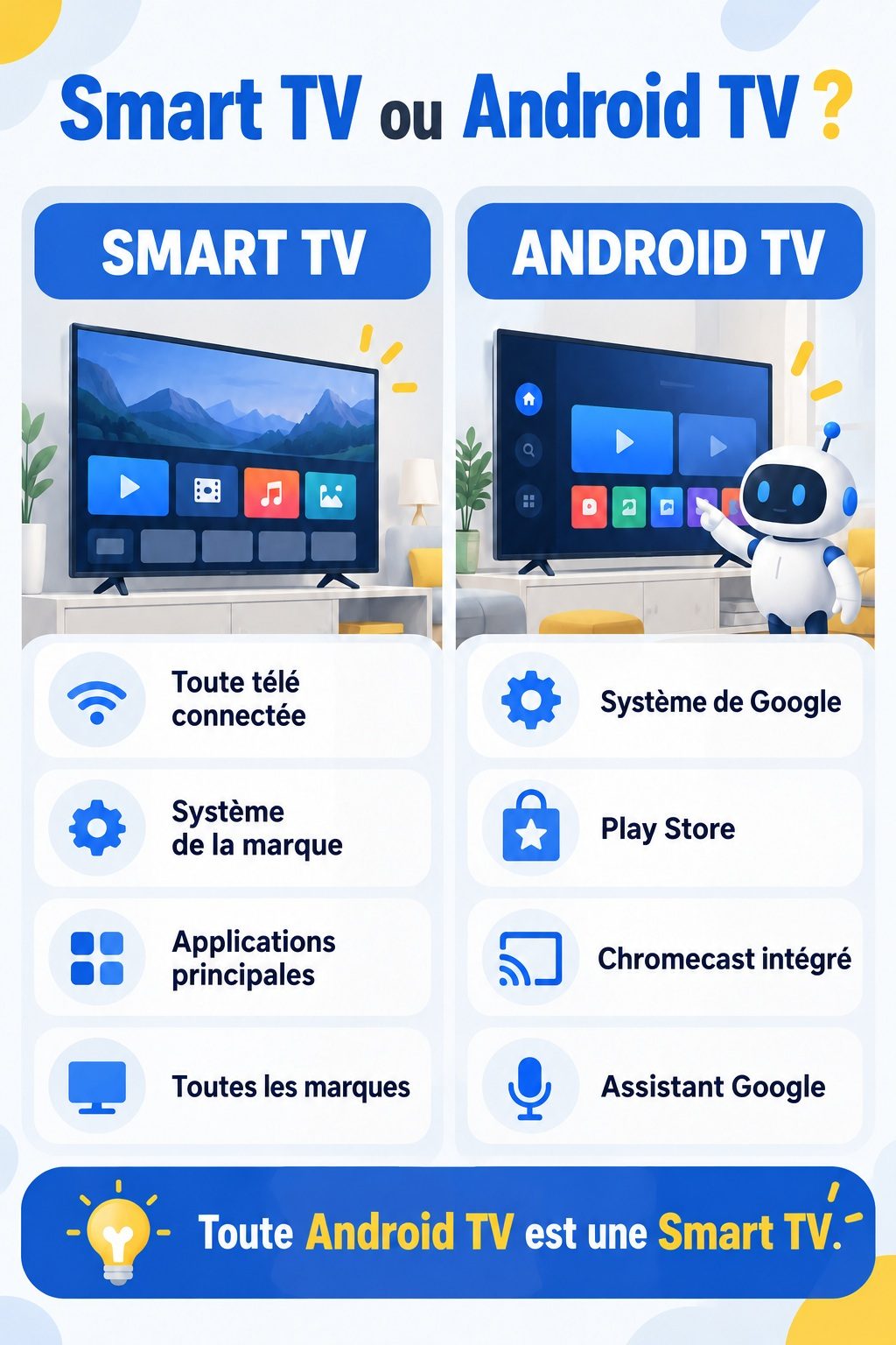 Différence entre Smart TV et Android TV : infographie comparative