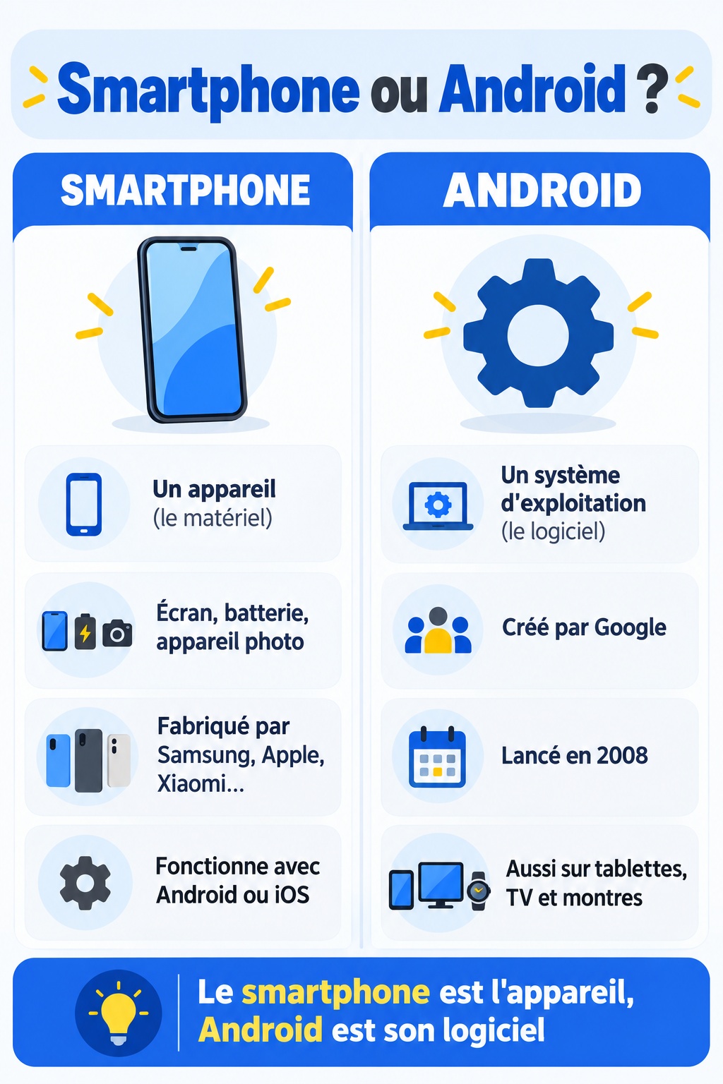 Différence entre smartphone et Android : infographie comparative