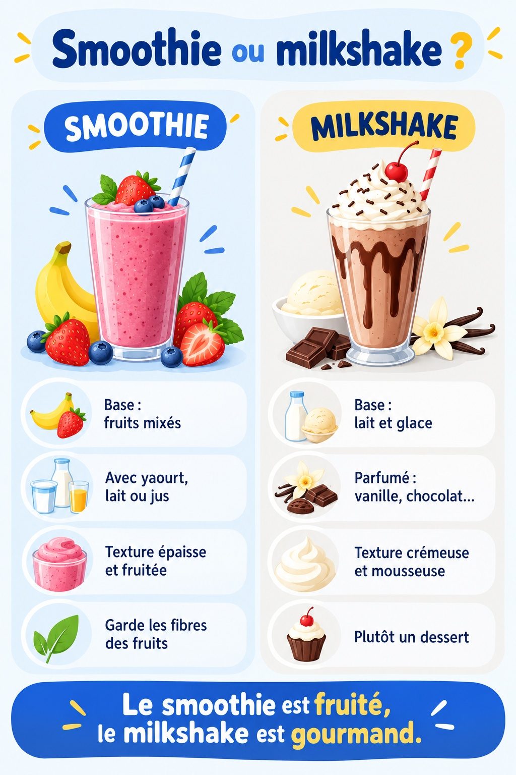 Différence entre smoothie et milkshake : infographie comparative