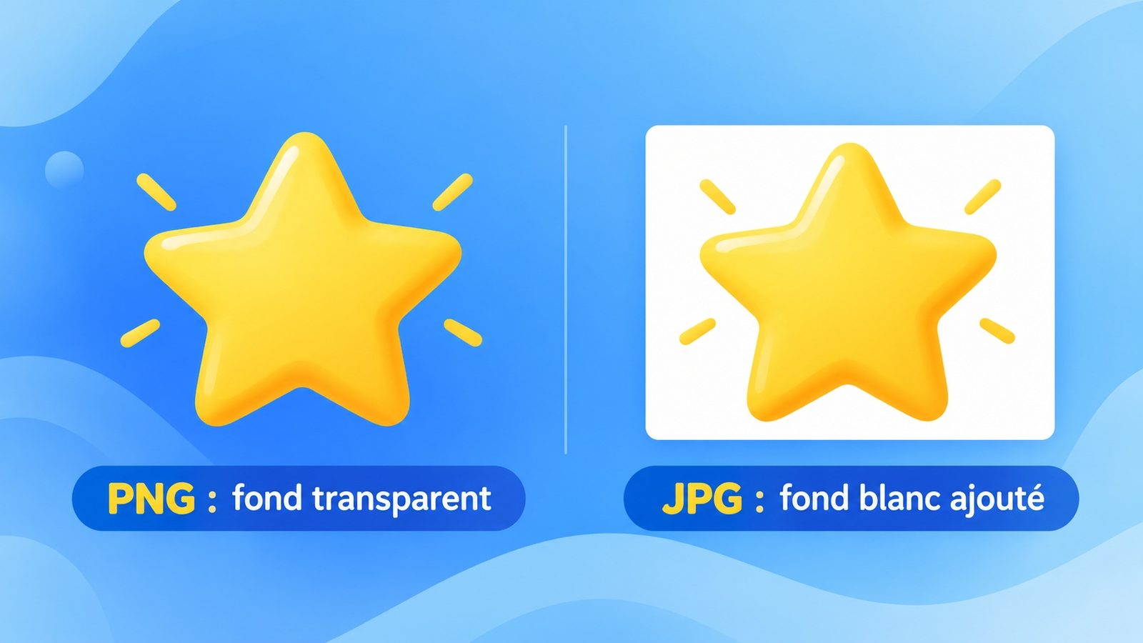 Logo PNG avec fond transparent comparé au même logo JPG avec fond blanc