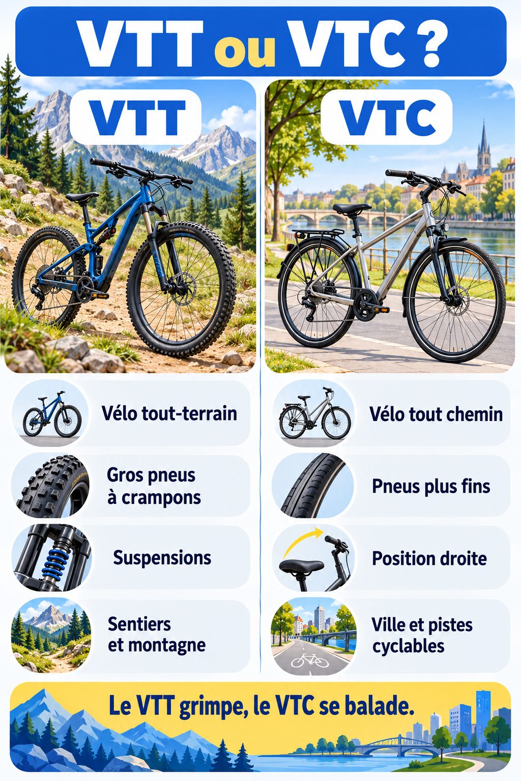 Différence entre VTT et VTC : infographie comparative